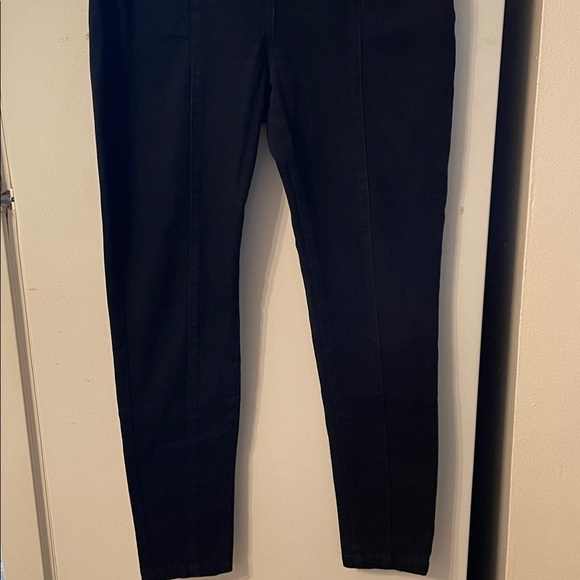 J. McLaughlin Size 8 Hastings Black Cotton Denim Sailor Jeans Gold Snap Buttons - Picture 4 of 6